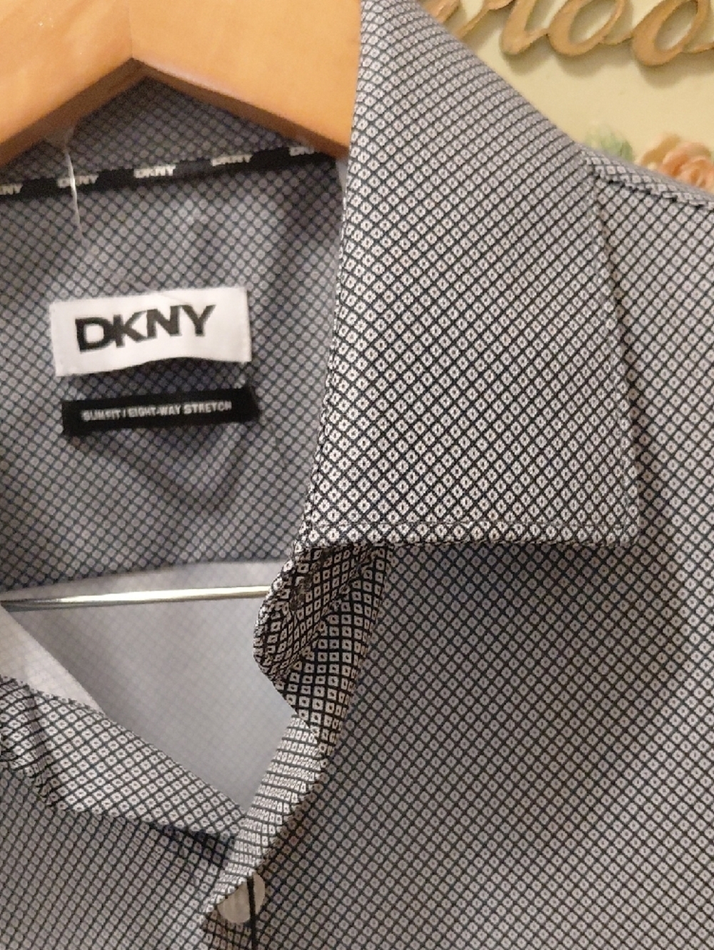 DKNY Men's Light Blue Microdot Dress Shirt - Picture 3 of 7